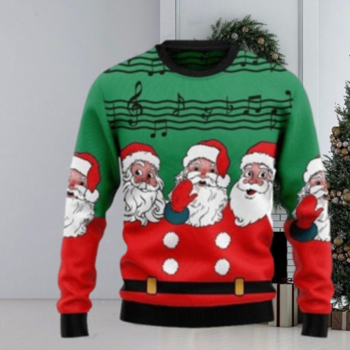 Christmas Santa Claus And Music Notes Ugly Christmas Sweater 3D Gift Christmas Funny