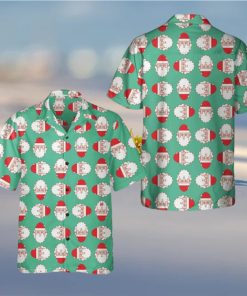 Christmas Santa Claus Face Seamless Pattern Hawaiian Shirt