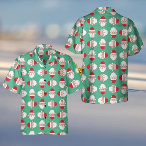 Christmas Santa Claus Face Seamless Pattern Hawaiian Shirt