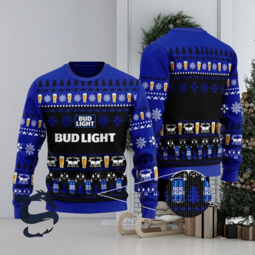 Christmas Scenes With Blue Bud Light Beer Ugly Sweater, Christmas Gift Apparel, Merry Ugly Christmas Sweater