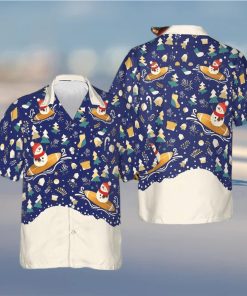 Christmas Snowman Surfing Hawaiian Shirt Christmas Button Down Shirt