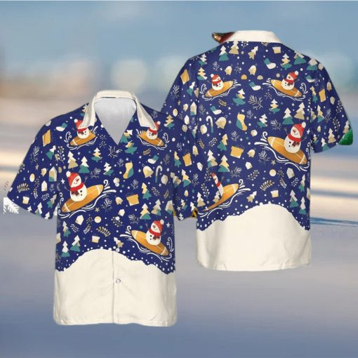 Christmas Snowman Surfing Hawaiian Shirt Christmas Button Down Shirt