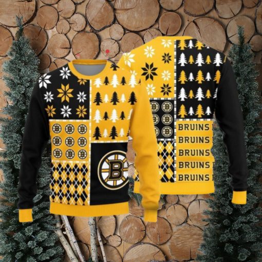 Christmas Sweater Boston Bruins Christmas Pine Trees Pattern Limited Edition 3D Sweater