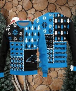 Christmas Sweater Carolina Panthers Christmas Pine Trees Pattern Limited Edition 3D Sweater