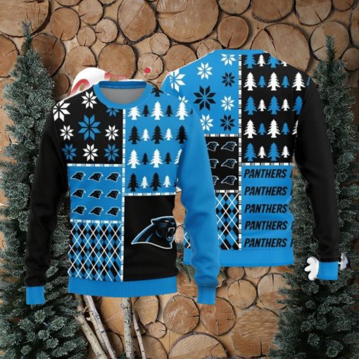 Christmas Sweater Carolina Panthers Christmas Pine Trees Pattern Limited Edition 3D Sweater