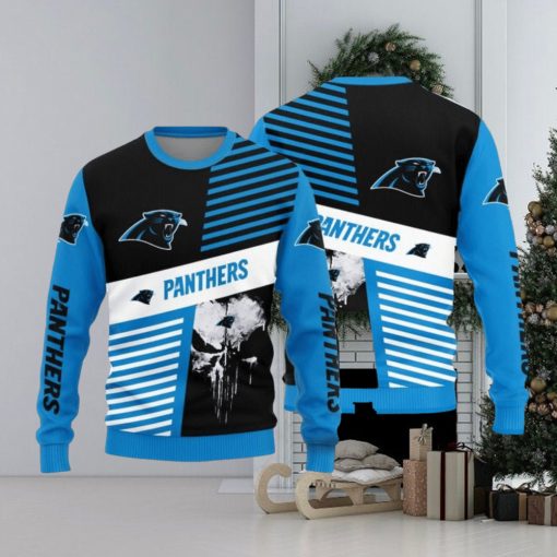 Christmas Sweater Carolina Panthers Skull Pattern Limited Edition 3D Sweater