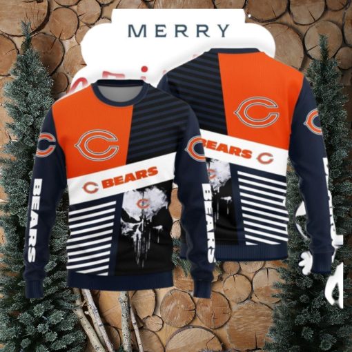 Christmas Sweater Chicago Bears Skull Pattern Limited Edition 3D Sweater