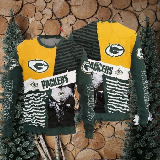 Christmas Sweater Green Bay Packers Skull Pattern Limited Edition 3D Sweater