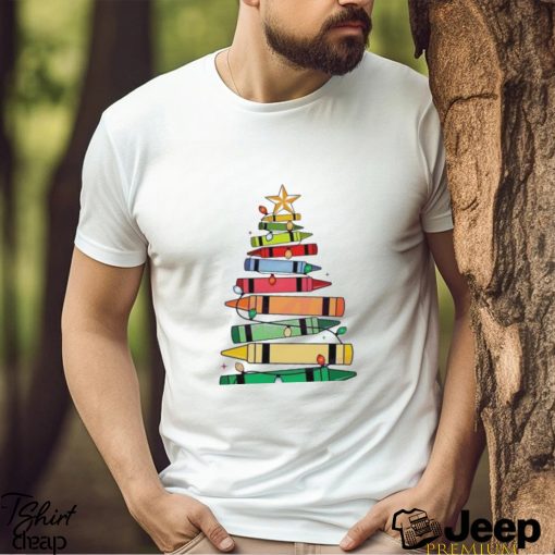 Christmas Teacher Crayon Christmas Tree Shirt