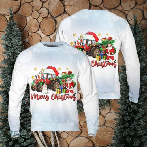 Christmas Tractor With Santa And Snowman Christmas Sweater