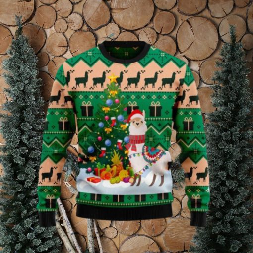 Christmas Tree Llama Ugly Christmas Sweater Gift Knitting Sweater