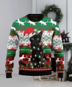 Christmas Ugly Sweater Black Cat Light Funny Sweater Gift For Men And Women