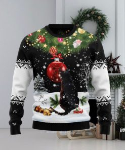 Christmas Ugly Sweater Black Cat Mirror Funny Sweater Gift For Men And Women