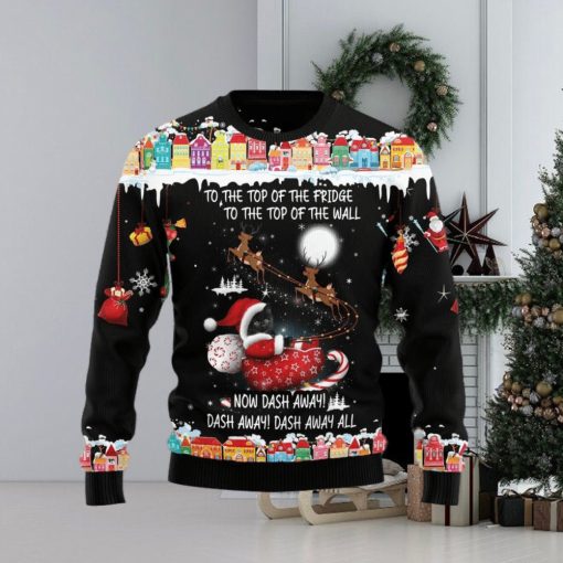 Christmas Ugly Sweater Black Cat Sleigh Christmas Funny Sweater Gift For Men And Women