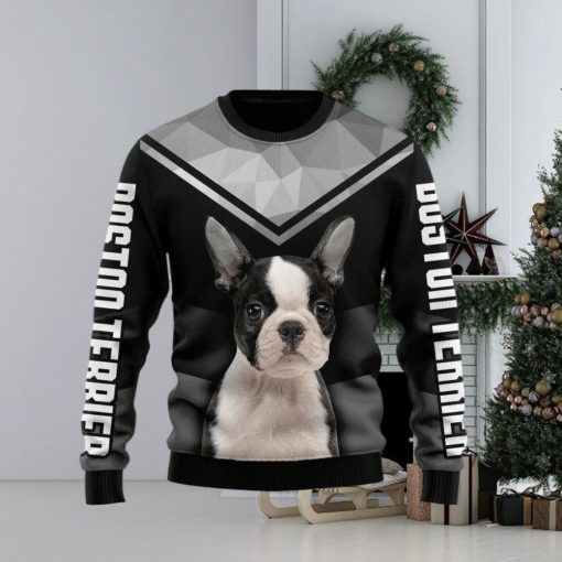 Christmas Ugly Sweater Boston Terrier Funny Sweater Gift For Men And Women