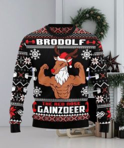 Christmas Ugly Sweater Brodolf The Red Nose Gainzdeer Gym Funny Sweater Gift For Men And Women