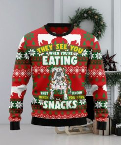 Christmas Ugly Sweater Bulldog Snacks Funny Sweater Gift For Men And Women