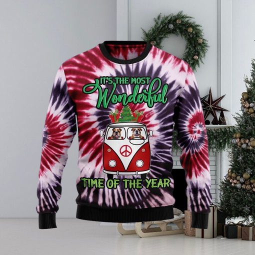 Christmas Ugly Sweater Bulldog Tie Dye Funny Sweater Gift For Men And Women