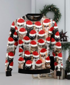 Christmas Ugly Sweater Cat Glasses Funny Sweater Gift For Men And Women