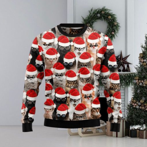 Christmas Ugly Sweater Cat Glasses Funny Sweater Gift For Men And Women