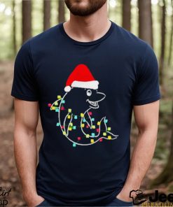 Christmas dolphin Santa hat xmas lights shirt