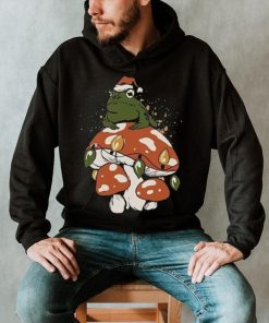 Christmas frog with Santa hat and light draw gift shirt