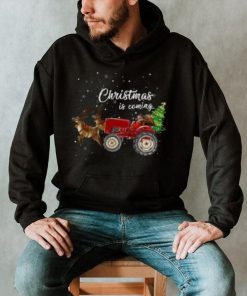 Christmas is coming Santa Claus farmer and tractor Christmas T Shirt