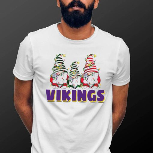 Christmas lights NFL Gnomes Minnesota Vikings football funny shirt