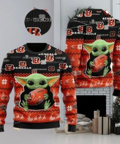 Cincinnati Bengal Baby Yoda Christmas Ugly Sweater Party