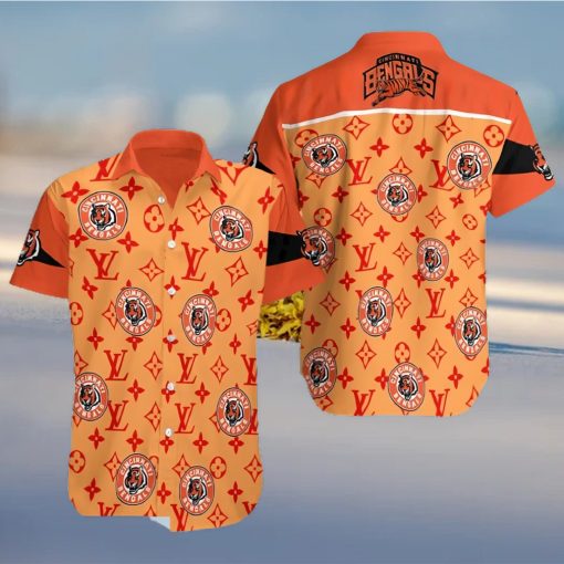 Cincinnati Bengals And LV Pattern Summer Hawaiian Beach Shirt