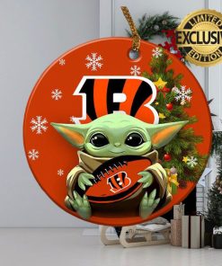 Cincinnati Bengals Baby Yoda NFL Christmas Decorations Ceramic Ornament