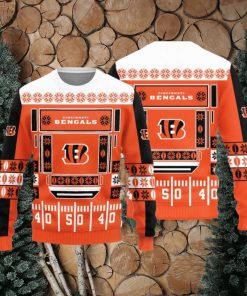 Cincinnati Bengals Christmas Ball Snowfalke Pattern Knitted Sweater