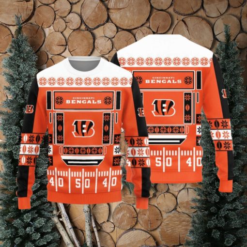 Cincinnati Bengals Christmas Ball Snowfalke Pattern Knitted Sweater