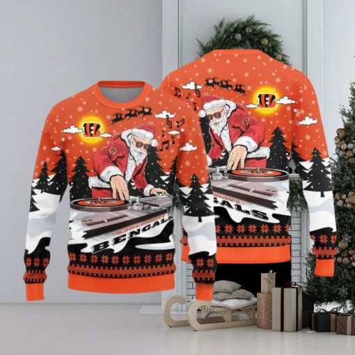 Cincinnati Bengals Christmas Funny DJ Santa New Style Knitted Sweater For Men And Women