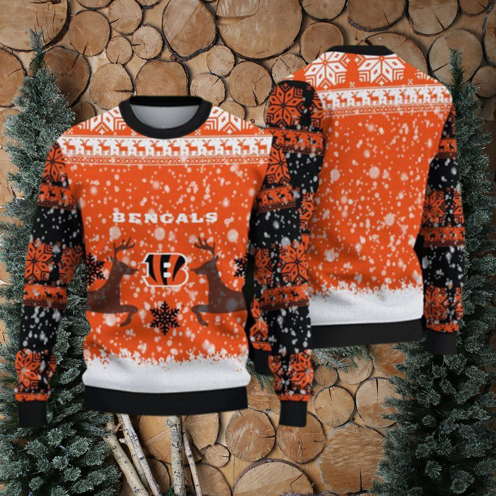 Cincinnati Bengals Fans Reindeer Fireplace Knitted Christmas Sweater -  teejeep