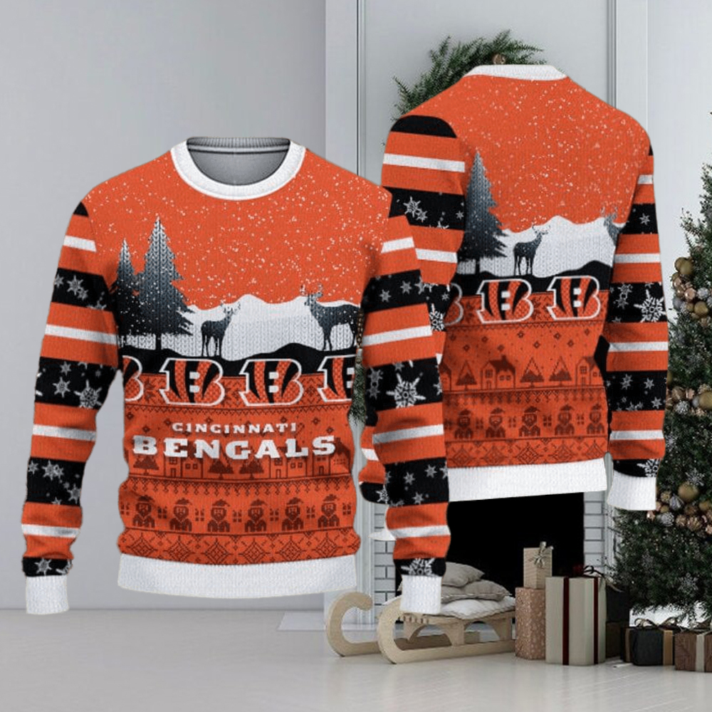 Cincinnati Bengals Fans Skull Carols Ugly Christmas Sweater