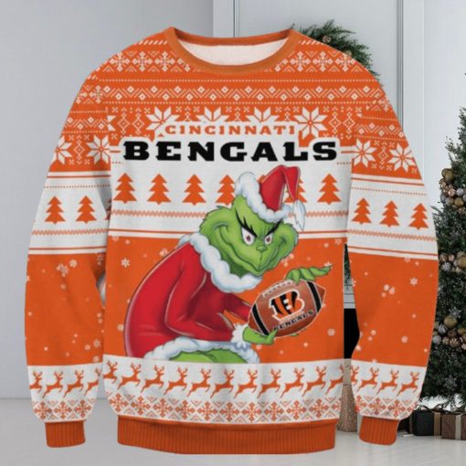 Cincinnati Bengals Grinch Orange Color Ugly Christmas Sweaters