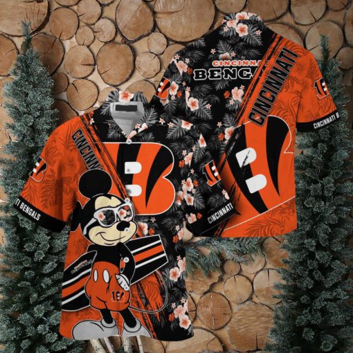 Cincinnati Bengals NFL Summer Hawaii Shirt Mickey And Floral Pattern For Sports Fans