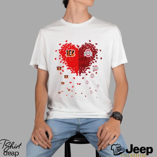 Cincinnati Bengals Ohio State Buckeyes logo hearts sport gift shirt