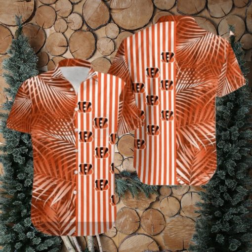 Cincinnati Bengals Palm Leaves And Stripes NFL Gift For Fan Hawaiian Shirt