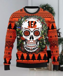 Cincinnati Bengals Skull Flower Ugly Christmas Ugly Sweater