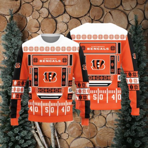 Cincinnati Bengals Teams Ball Snowfalke Pattern Knitted Sweater For Christmas