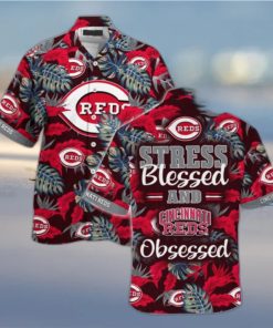 Cincinnati Reds MLB Summer Hawaiian Shirt And Shorts, Stress Blessed Obsessed For Fans