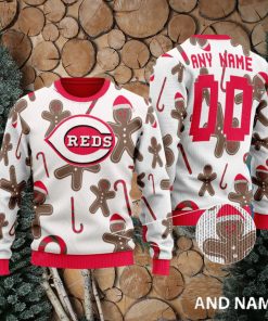 Cincinnati Reds Santa Bear White Xmas 3D Sweater Custom Number And Name