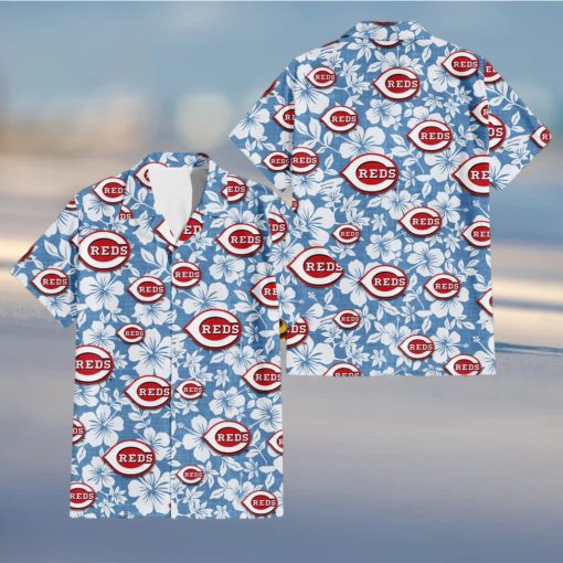 Cincinnati Reds Team Lover Hibiscus Light Blue Aloha Hawaiian Shirt shirt