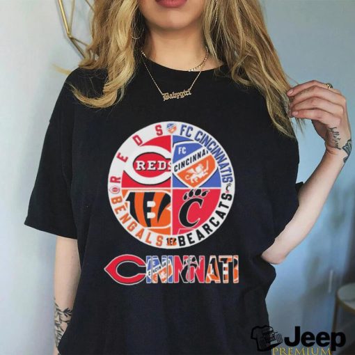 Cincinnati Sports Teams Logo Reds, Fc Cincinnati, Bearcats And Bengals Shirt