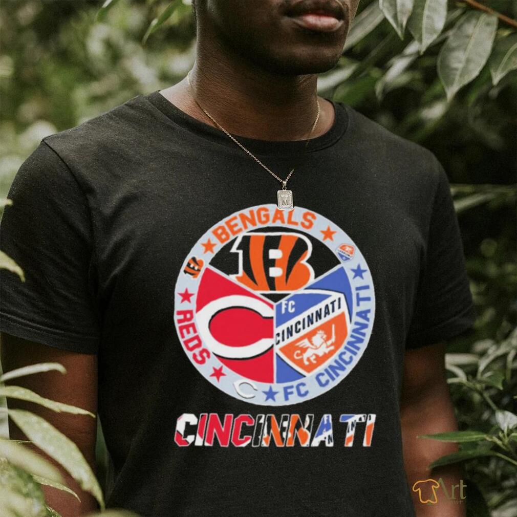 Cincinnati Circle Logo Sport Teams Bengals Reds Unisex Tshirt