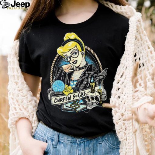 Cinderella tattoo Curfew Sucks cartoon shirt