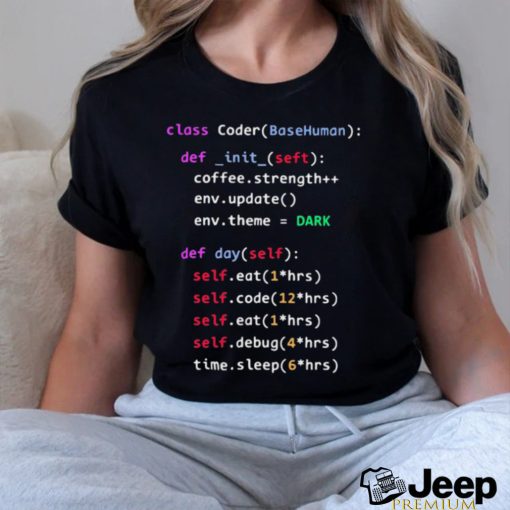 Class coder base human def init self coffee strength shirt