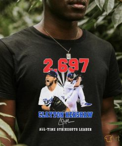 Clayton Kershaw 2,697 All Time Strikeouts Leader Signatures Shirt